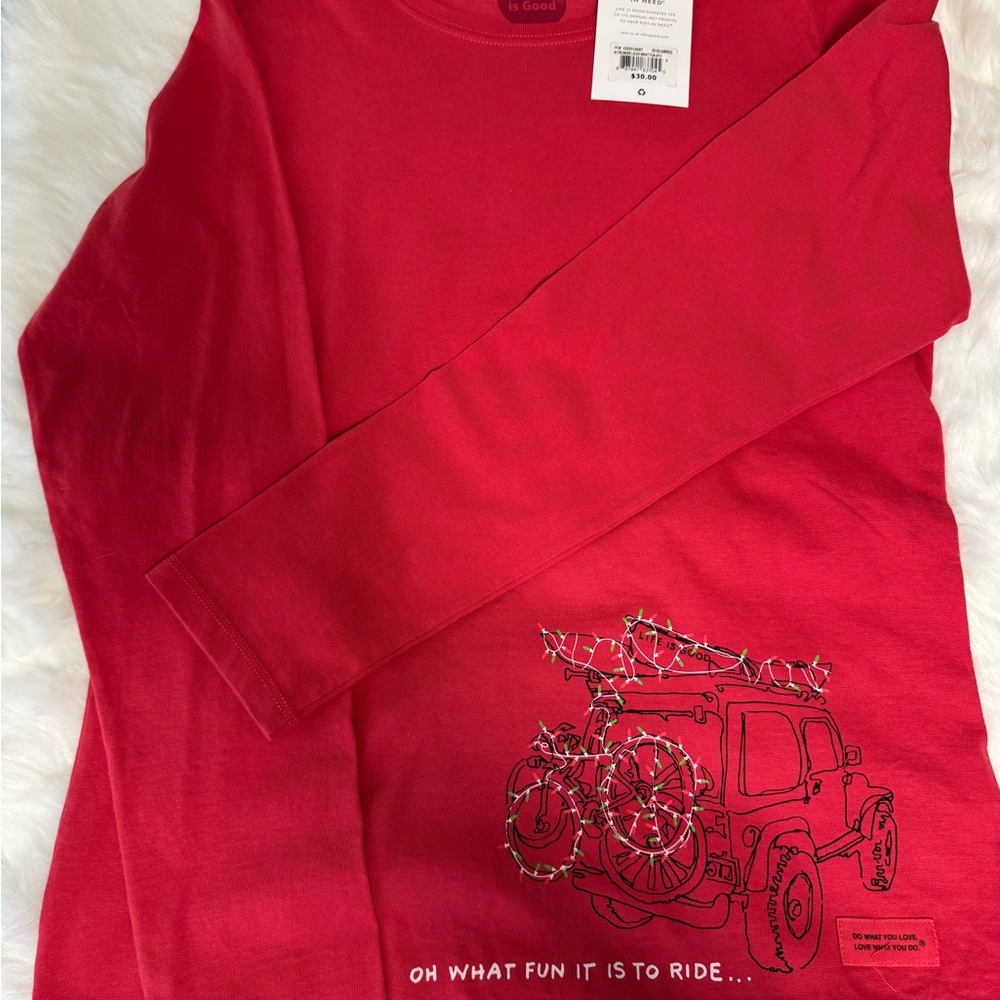 Life is Good Red Jeep Shirt